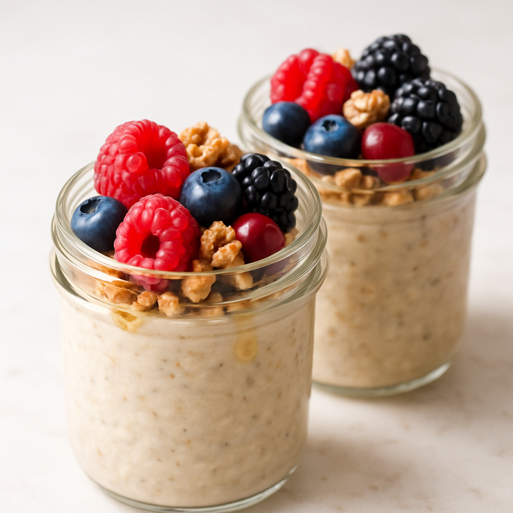 Overnight Oats with Berries and Granola