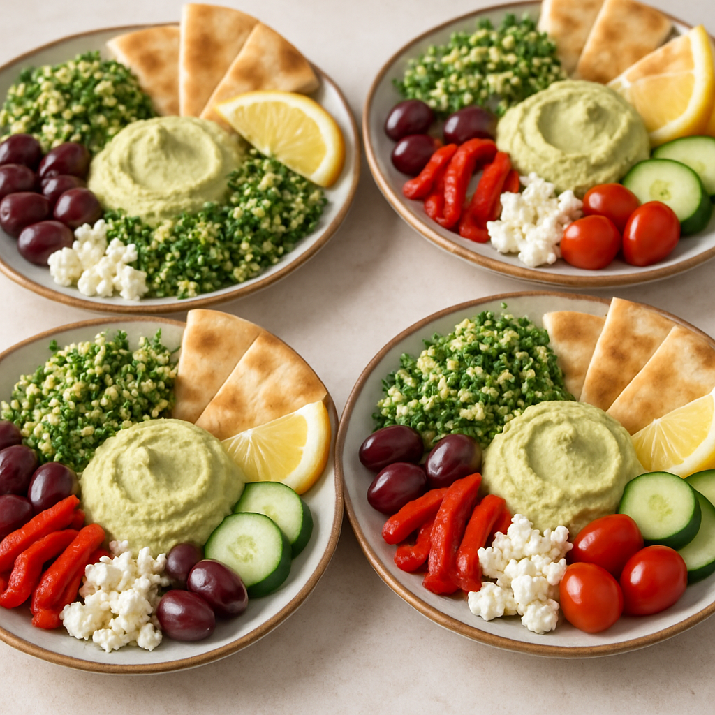 Mediterranean Mezze Plate with Hummus & Tabbouleh