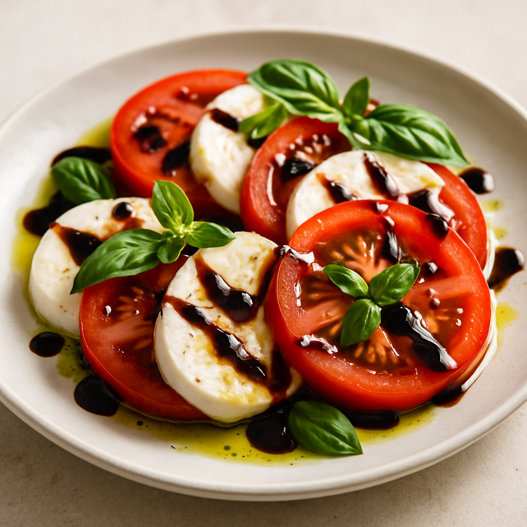 Classic Italian Caprese Salad with Garlic Bread