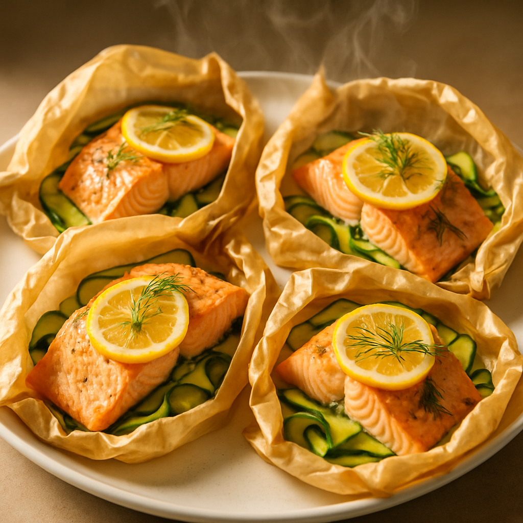 Baked Salmon en Papillote with Lemon and Herbs