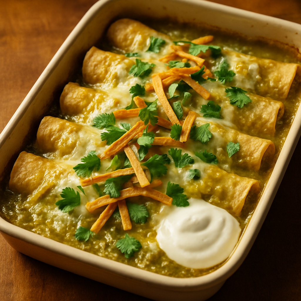 Vegetarian Enchiladas Verdes with Roasted Poblano Peppers
