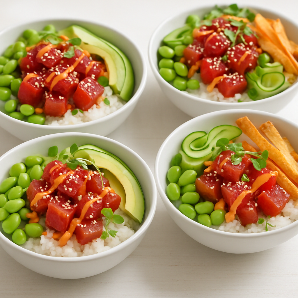 Ahi Poke Bowl with Sushi Rice & Crispy Toppings