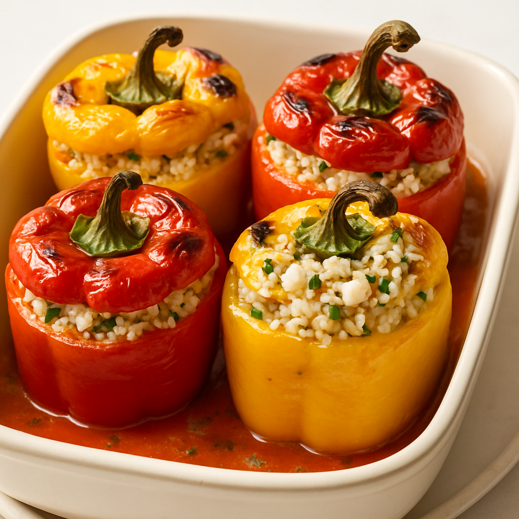 Mediterranean Baked Stuffed Peppers with Feta and Herbs