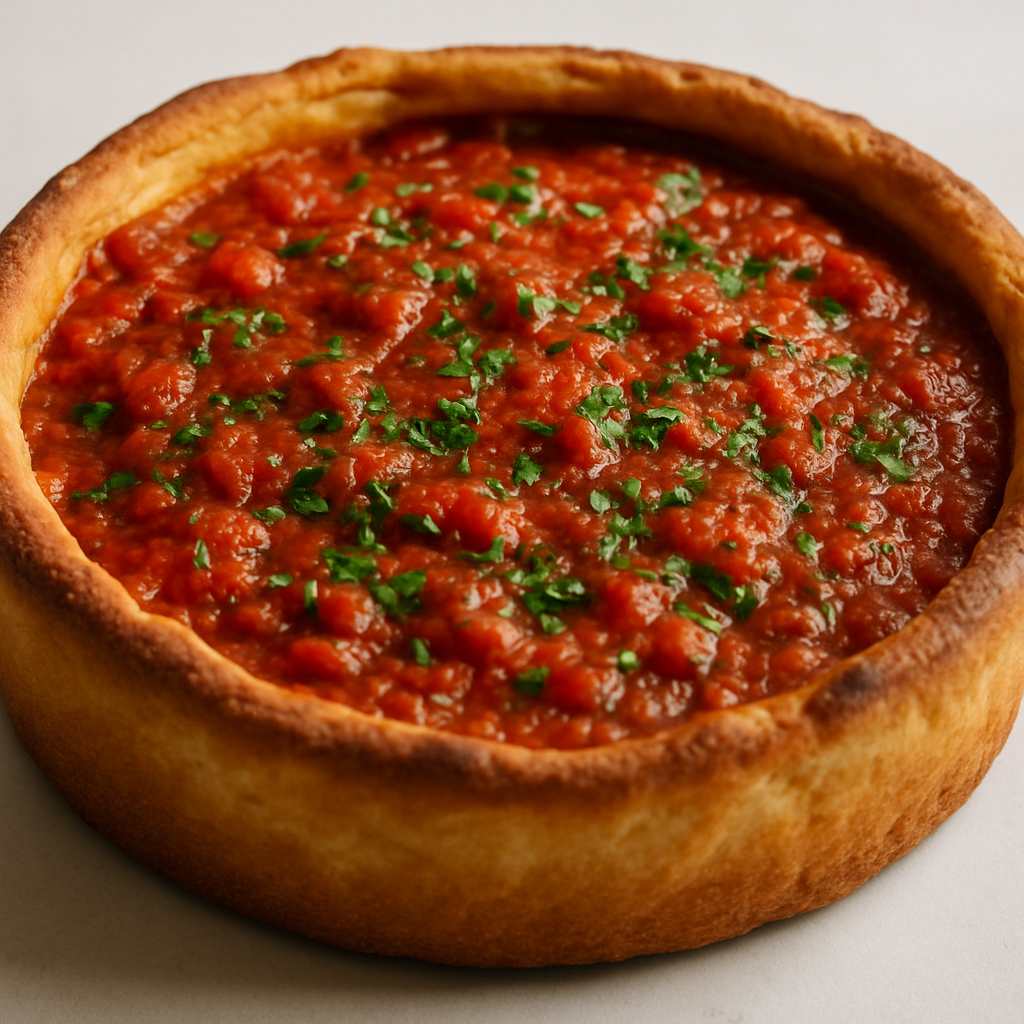 Chicago Deep-Dish Pizza with Fresh Herb Tomato Sauce