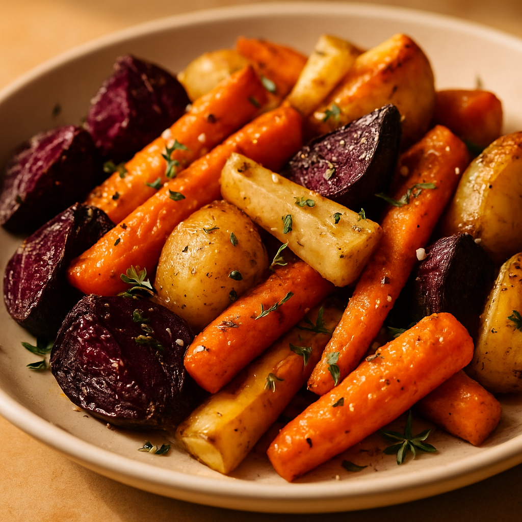 Roasted Root Vegetables with Herb Oil