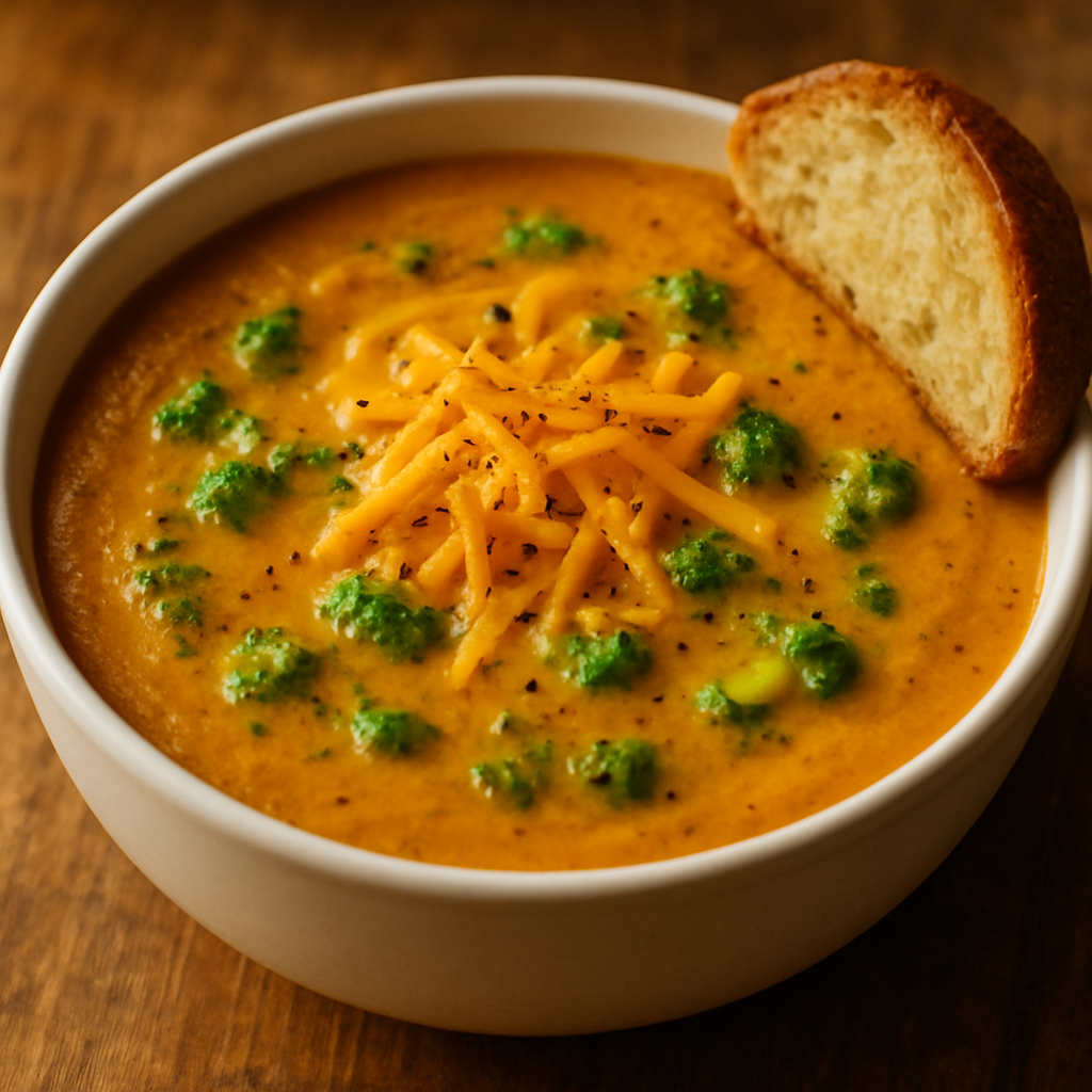 Creamy Tomato, Butternut Squash & Broccoli Soup with Cheddar