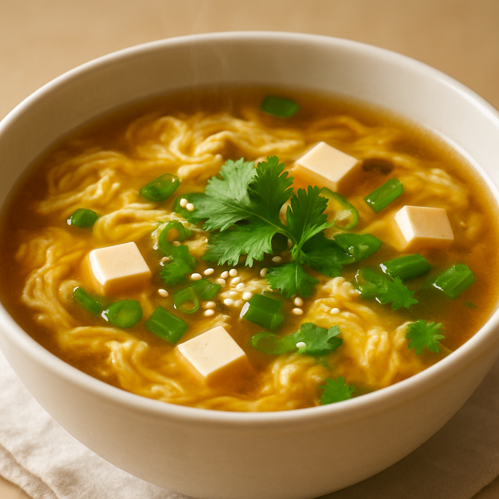 Hot and Sour Miso Soup with Egg Ribbons