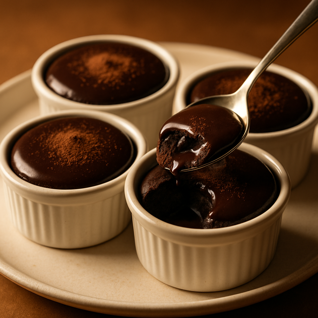 Individual Molten Chocolate Cakes with Ganache