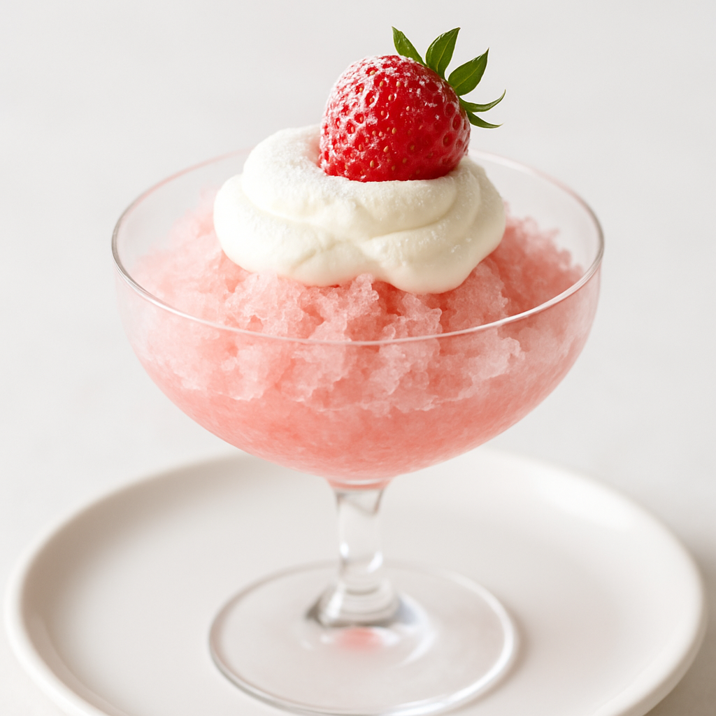 Champagne Strawberry Granita with Whipped Cream
