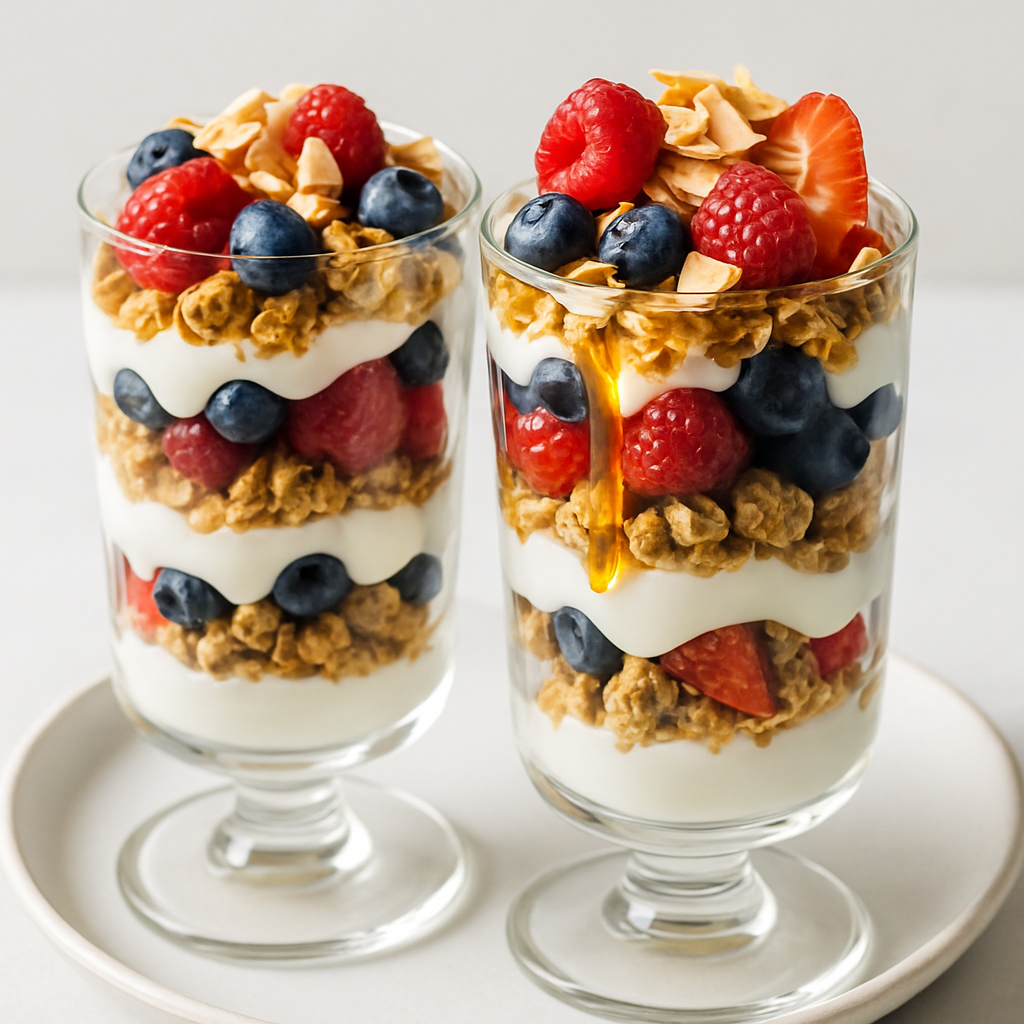 Greek Yogurt Parfait with Homemade Granola and Fresh Fruit