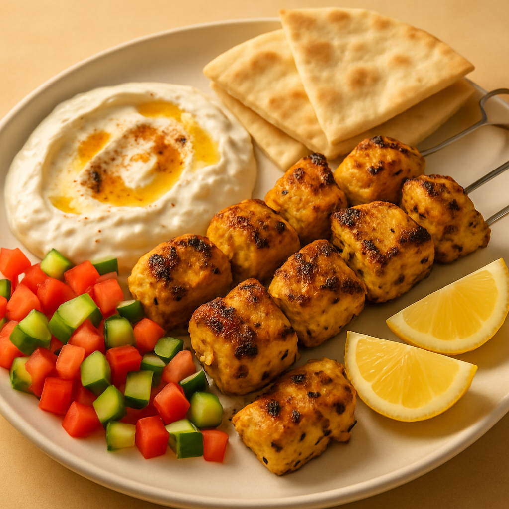 Lemon-Herb Grilled Chicken Souvlaki with Tzatziki