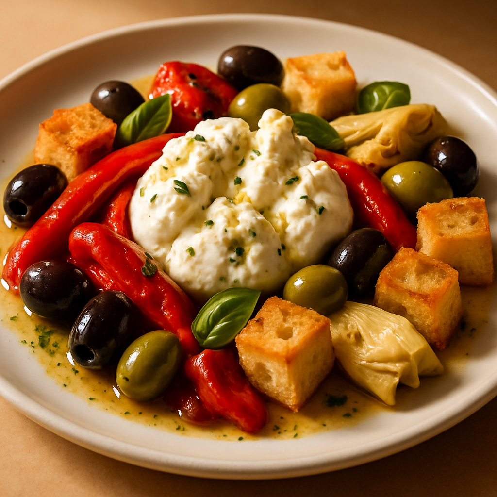 Italian Antipasto & Burrata Salad with Herbed Vinaigrette