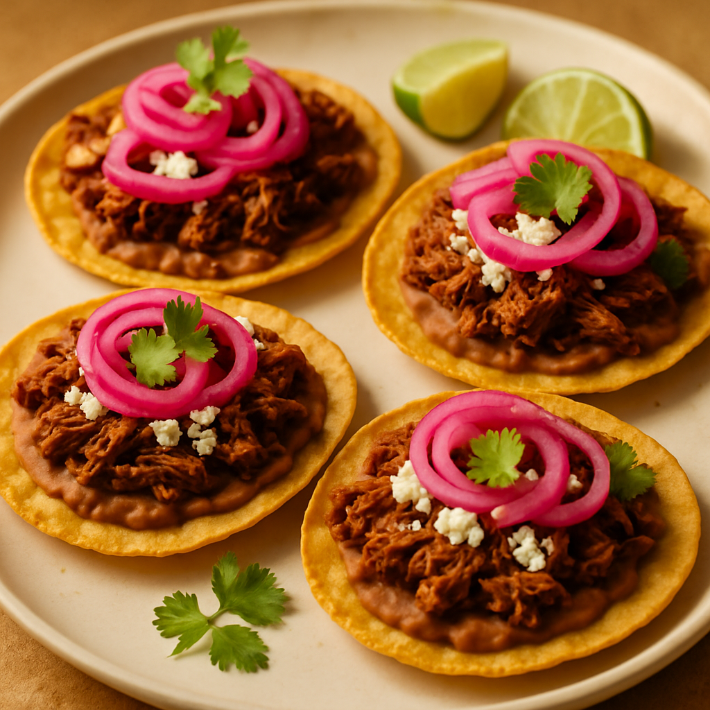 Skillet Carne Asada Tostadas with Pickled Onions