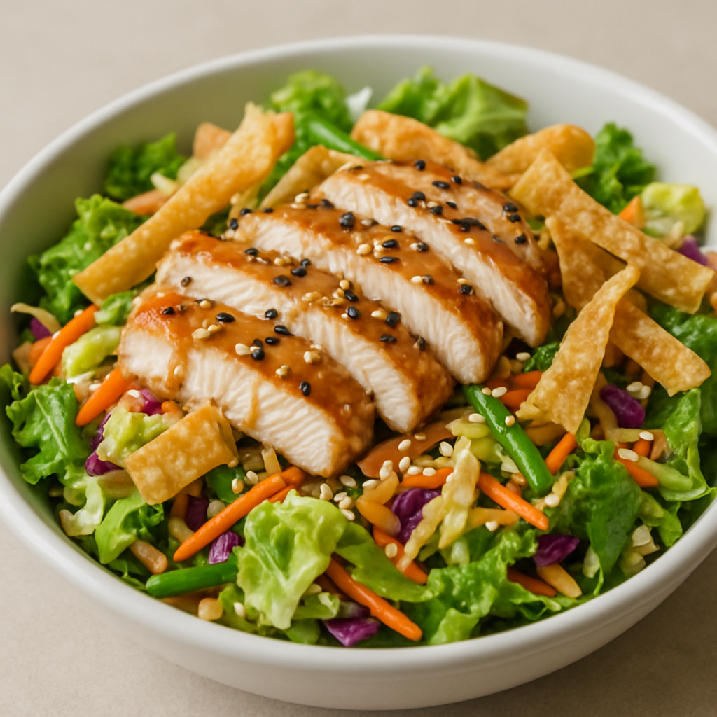 Asian Sesame Chicken Salad with Crispy Wontons