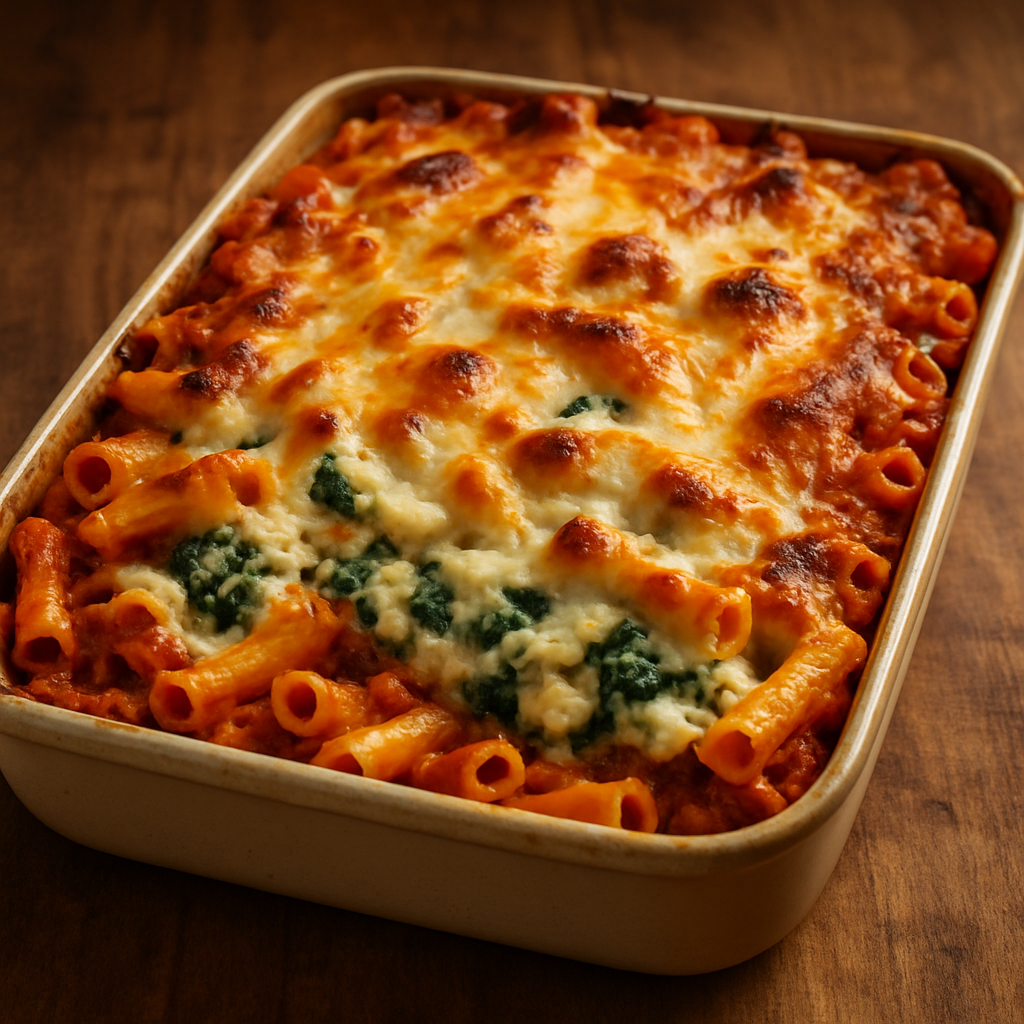Baked Ziti al Forno with Ricotta and Spinach