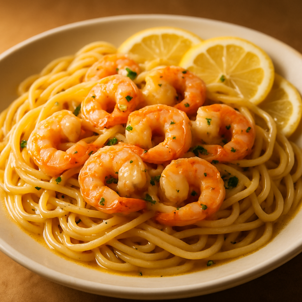 Garlic Butter Shrimp with Lemon Pasta