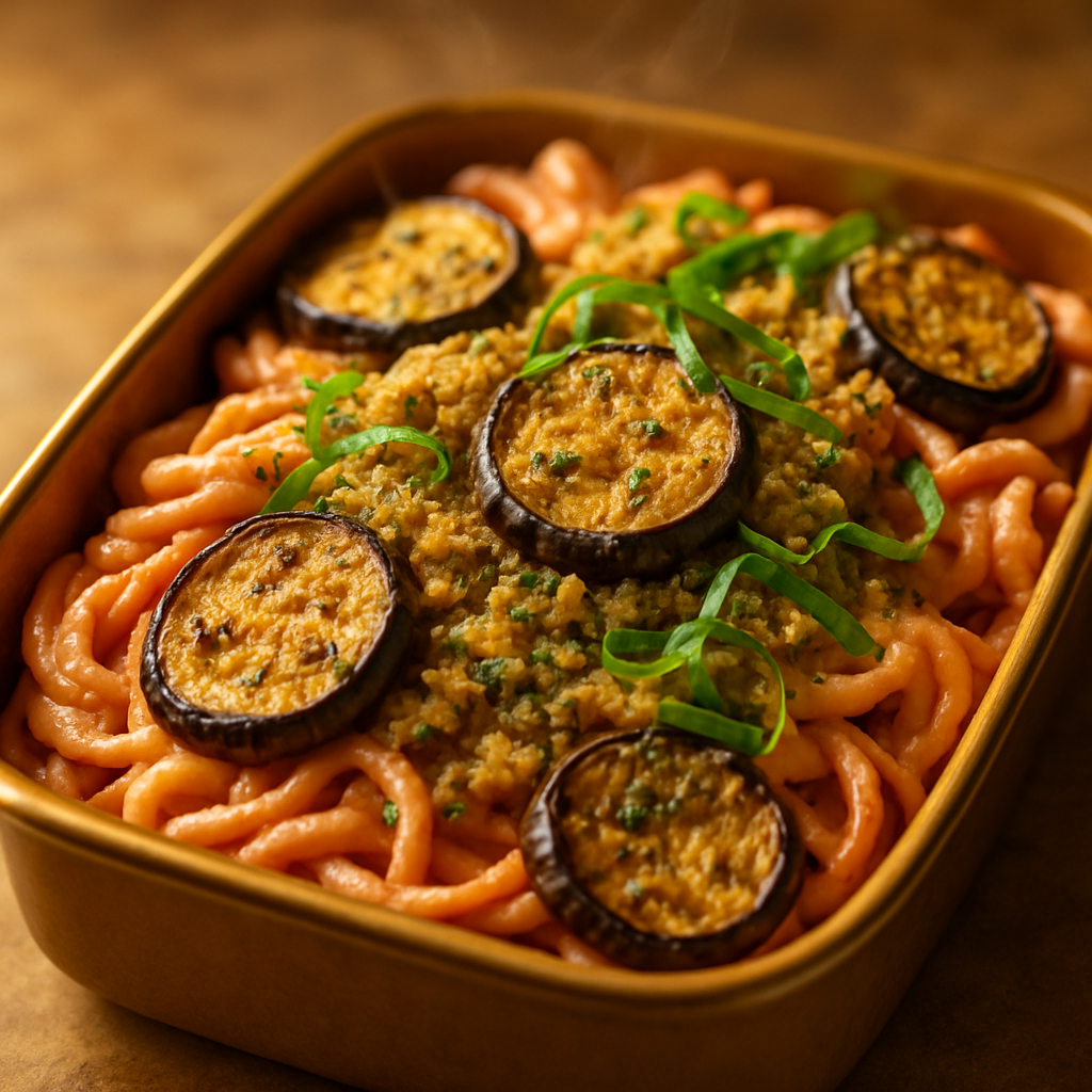 Baked Penne alla Vodka with Crispy Eggplant and Herbed Breadcrumbs