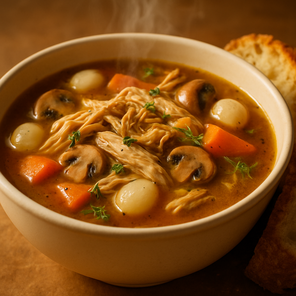 Slow-Cooker Chicken and Mushroom Stew with Thyme