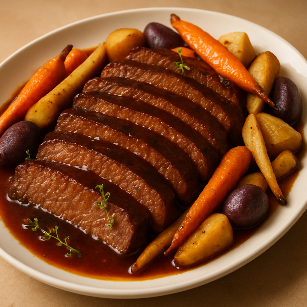 Rustic Beef Brisket with Root Vegetables and Red Wine