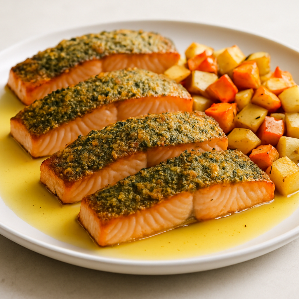 Herb-Crusted Salmon with Roasted Root Vegetables