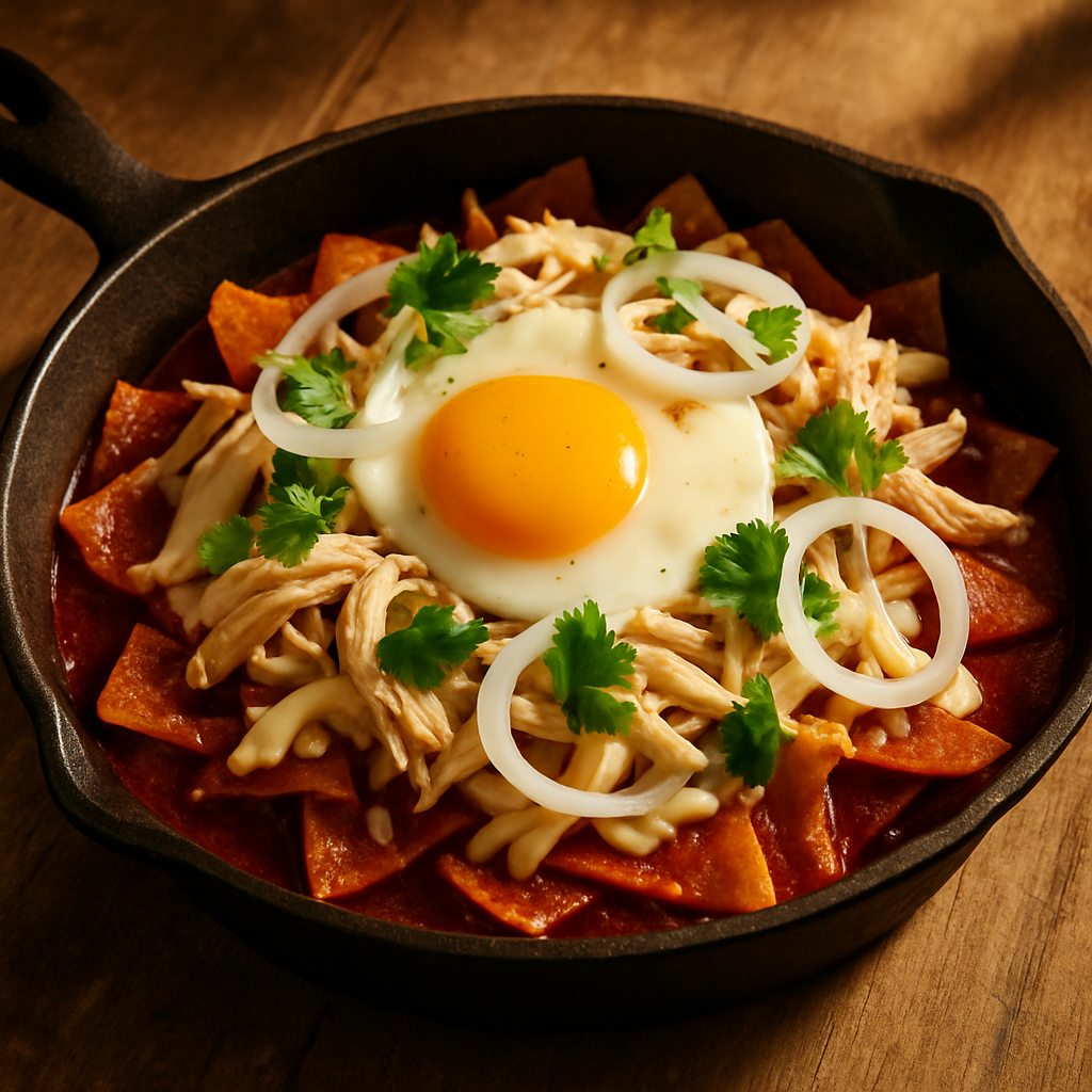 Skillet Chicken Chilaquiles with Crispy Tortilla Strips