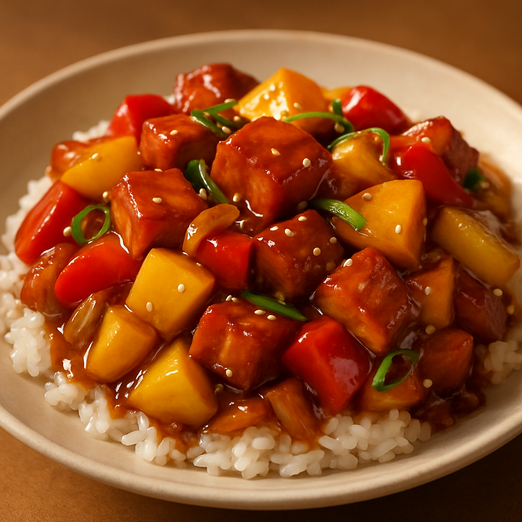 Crispy Pork Belly with Peppers and Pineapple