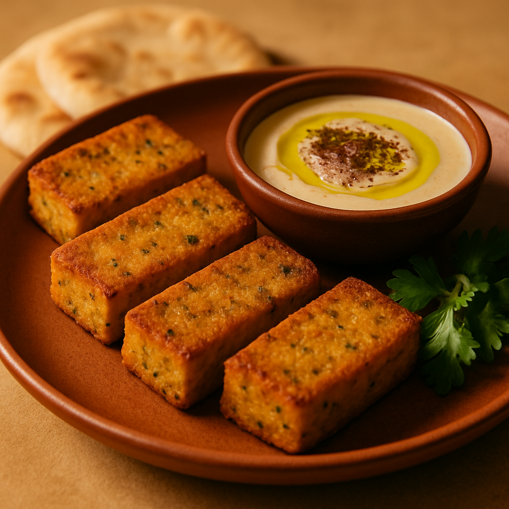 Baked Za'atar Chickpea Cakes with Roasted Garlic Tahini