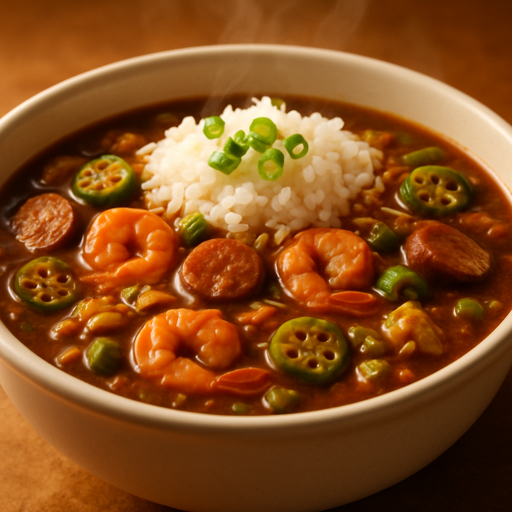 Cajun Seafood and Andouille Gumbo with Okra
