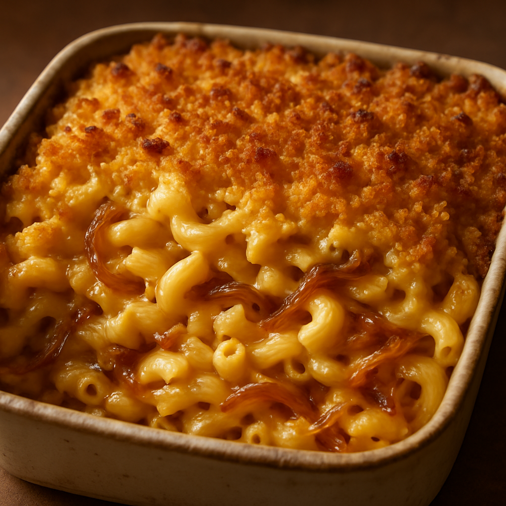Smoked Gouda & Caramelized Onion Baked Mac and Cheese