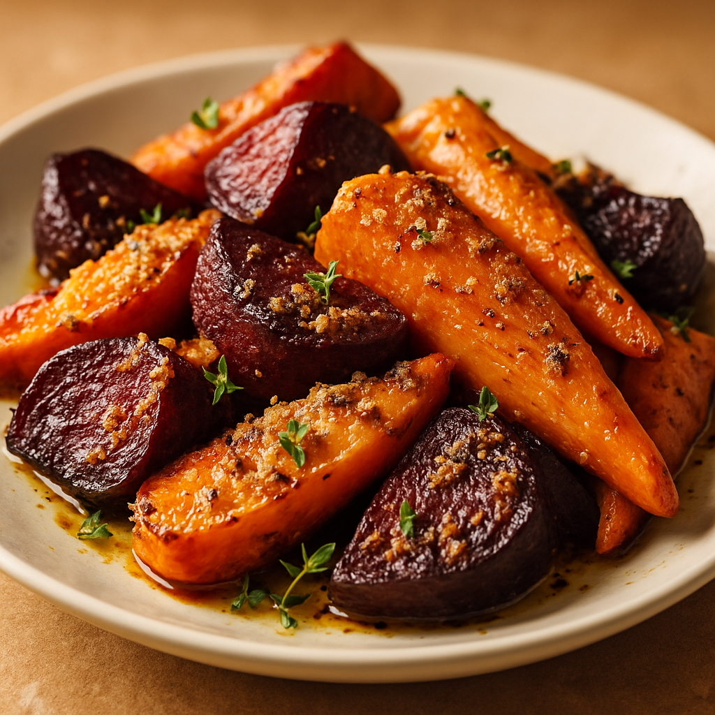 Crispy Parmesan Roasted Beets and Carrots