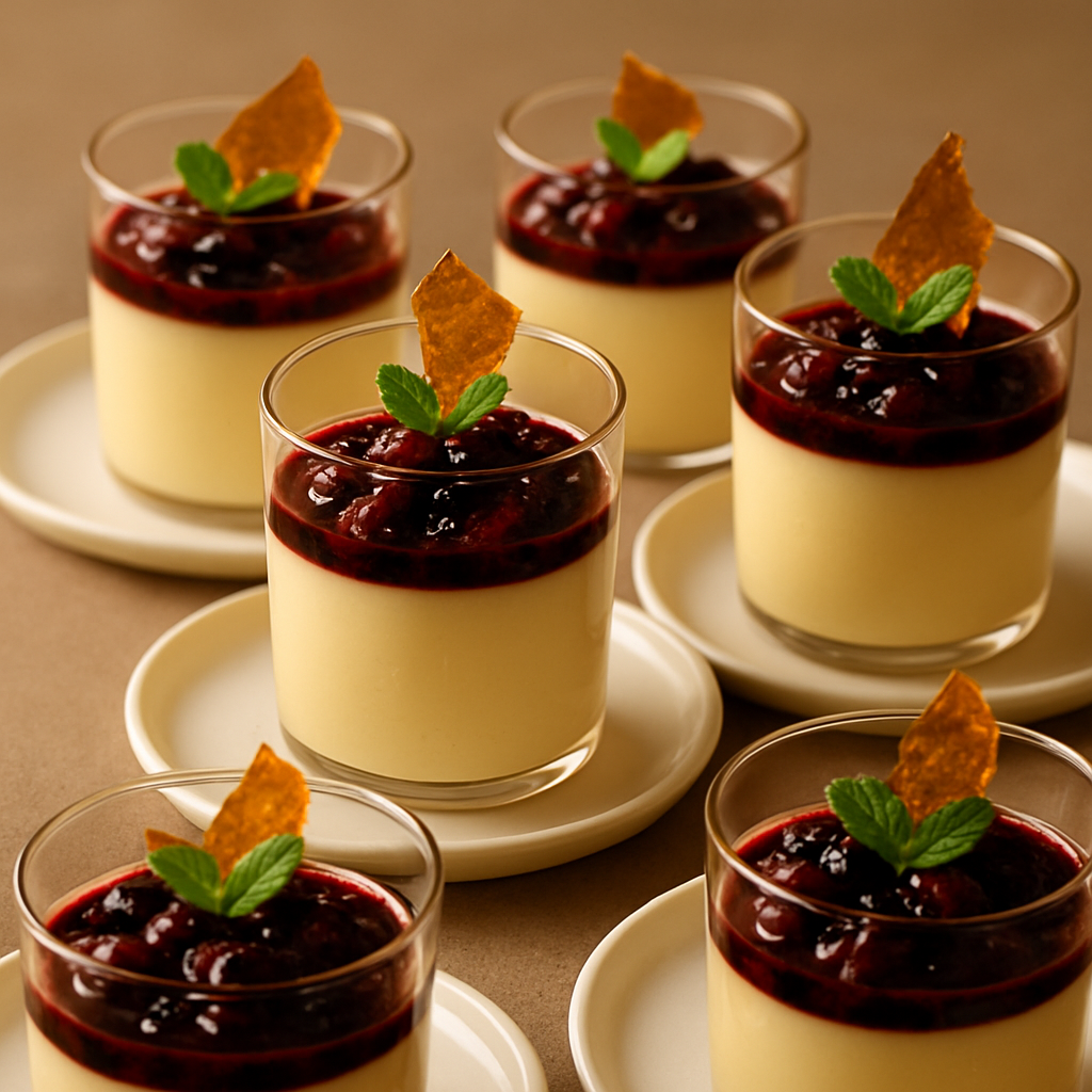 French Vanilla Panna Cotta with Caramelized Berry Compote