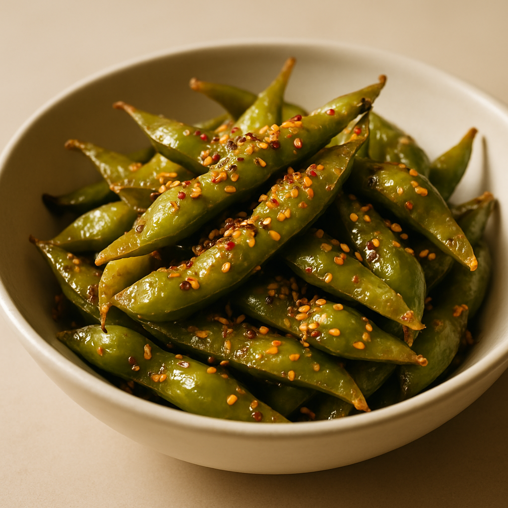 Crispy Baked Edamame with Sriracha & Sesame