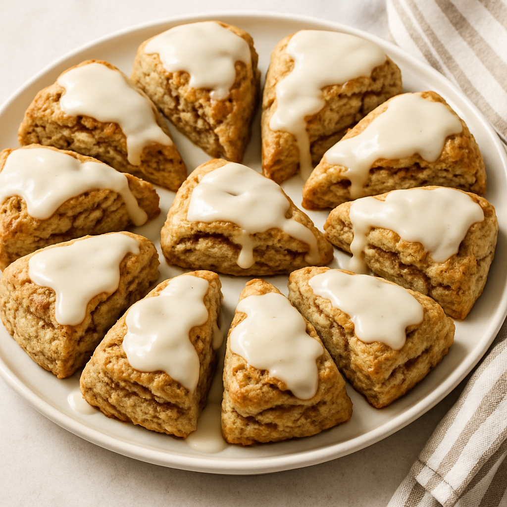 Cinnamon Swirl Breakfast Scones with Cream Cheese Glaze