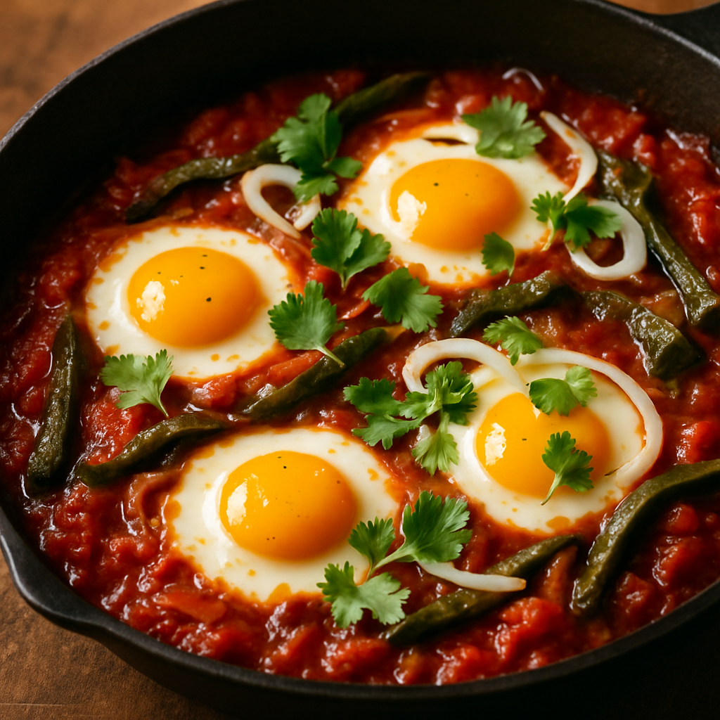Shakshuka-Style Eggs in Ranchero Sauce