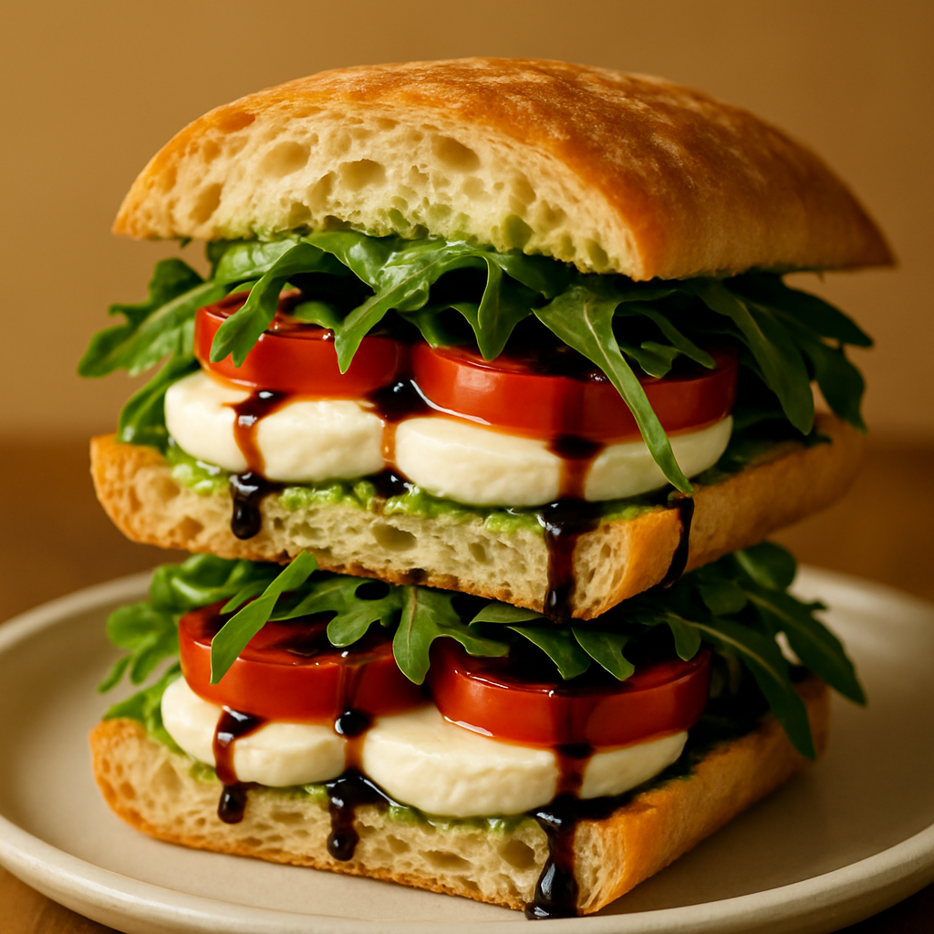 Caprese & Arugula Sandwich with Basil Mayo