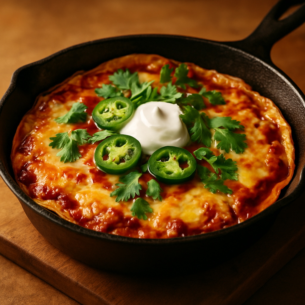 Crispy Skillet Chicken Enchilada Torte