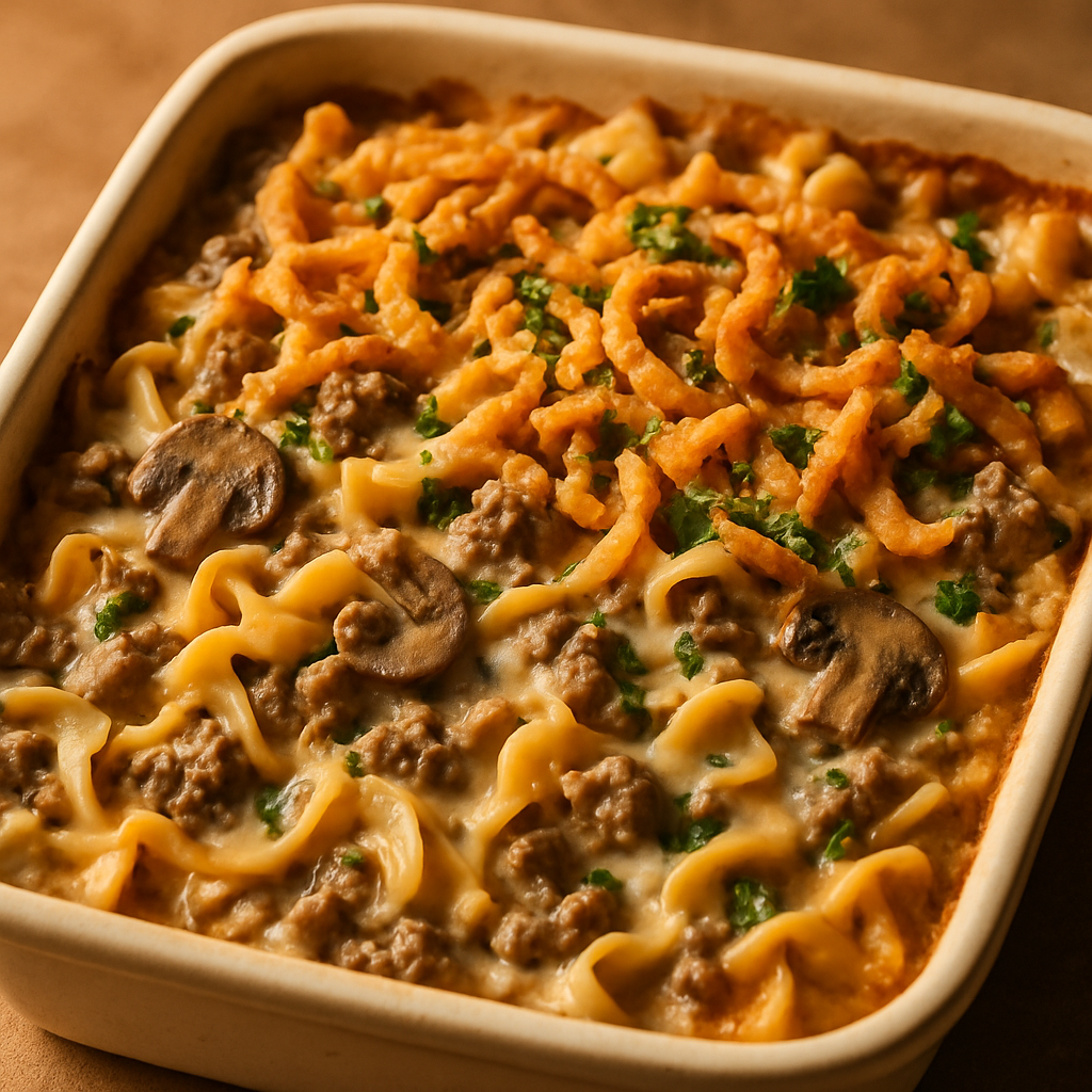 Beef and Mushroom Stroganoff Casserole