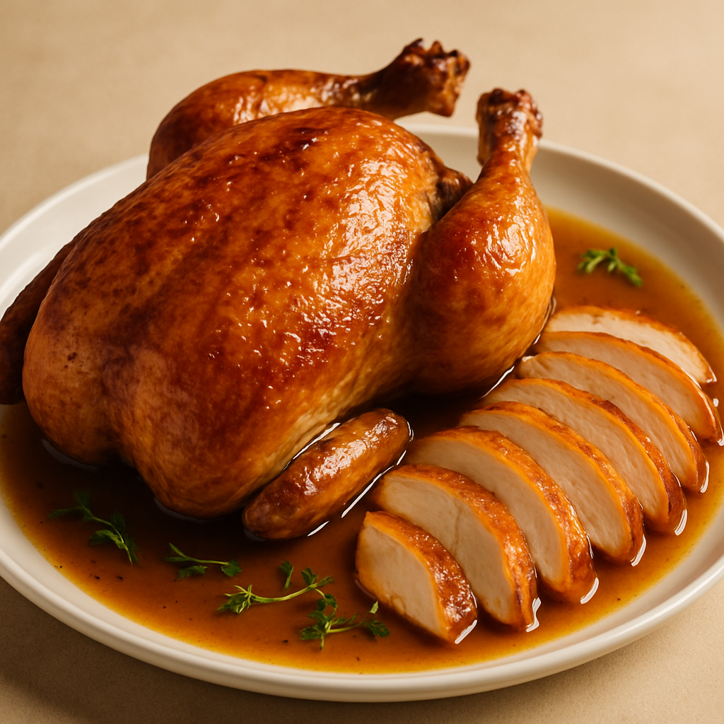 Herb-Brined Roasted Chicken with Pan Sauce