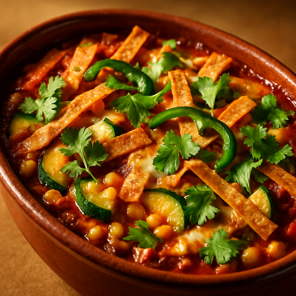 Baked Calabacitas Casserole with Chorizo-Spiced Beans and Oaxaca Cheese