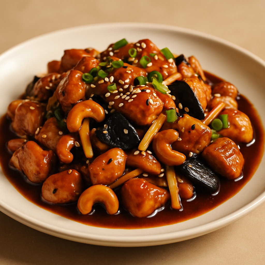 Cashew Chicken with Black Garlic and Ginger