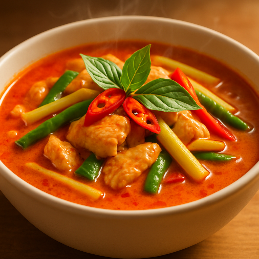 Thai Red Curry Chicken with Bamboo Shoots and Basil