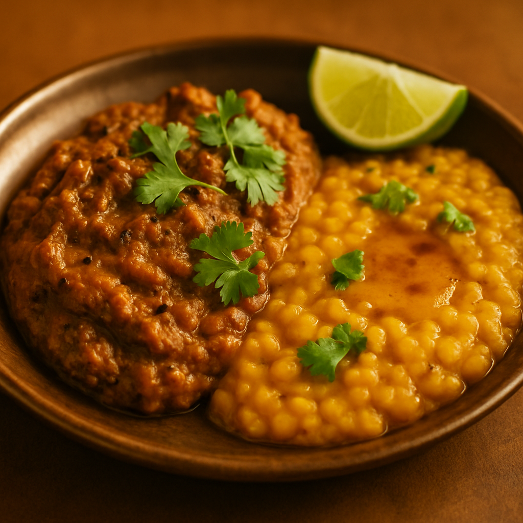 Baingan Bharta with Cumin-Spiced Dal