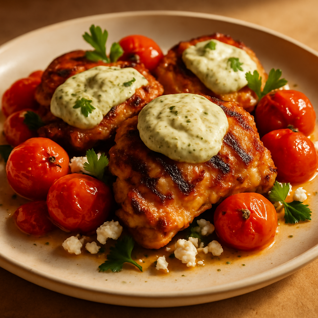 Grilled Oregano Chicken with Za'atar Yogurt and Charred Tomatoes