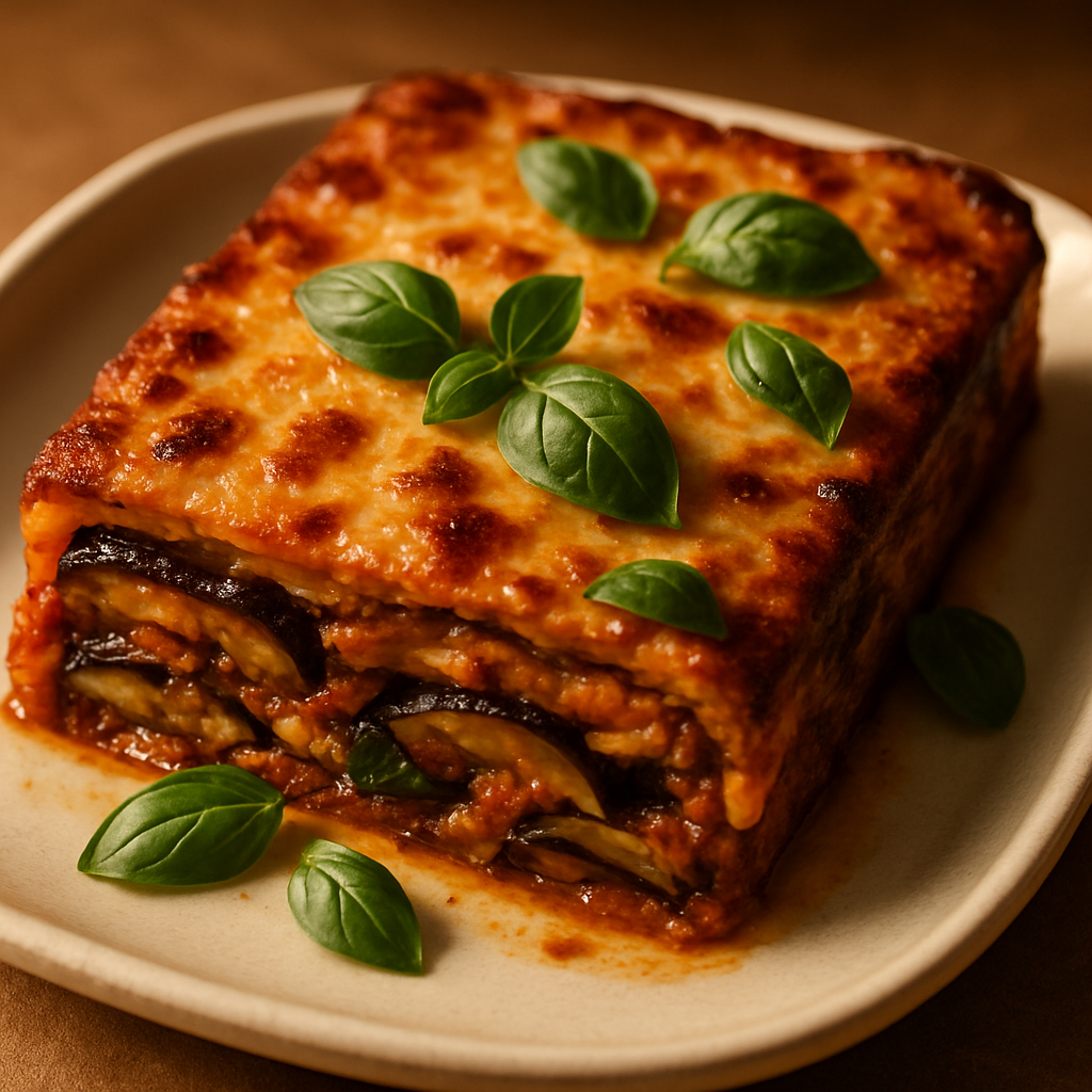 Baked Eggplant and Zucchini Layers with Tomato and Feta