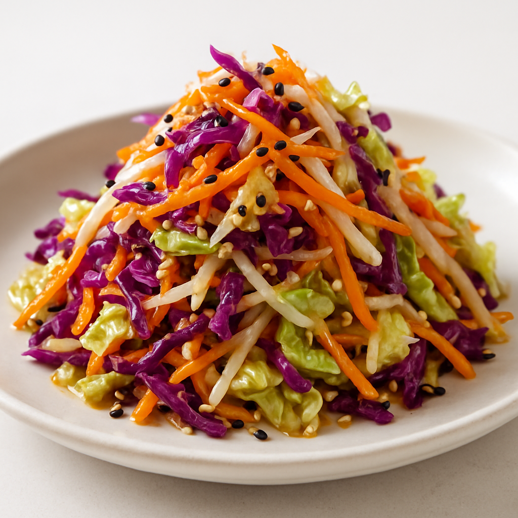 Rainbow Vegetable Slaw with Sesame-Ginger Vinaigrette