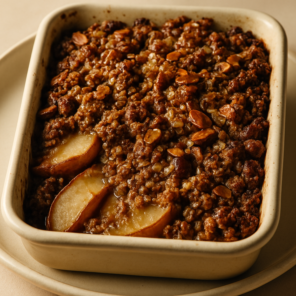 Pear and Cardamom Crumble with Almond Streusel