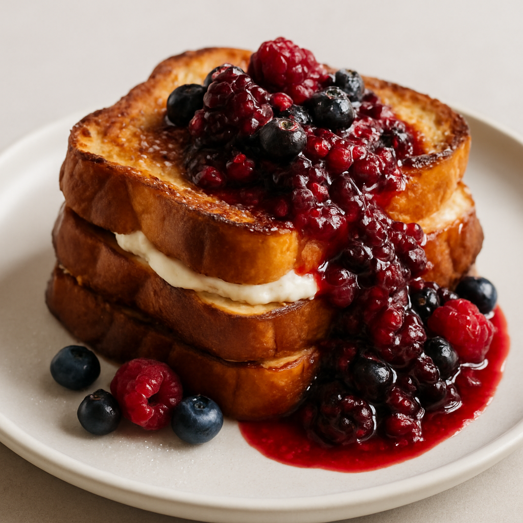 Stuffed Challah French Toast with Berry Compote