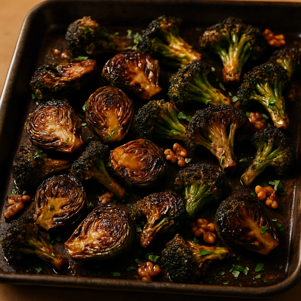 Charred Brussels Sprouts and Broccoli with Balsamic Glaze