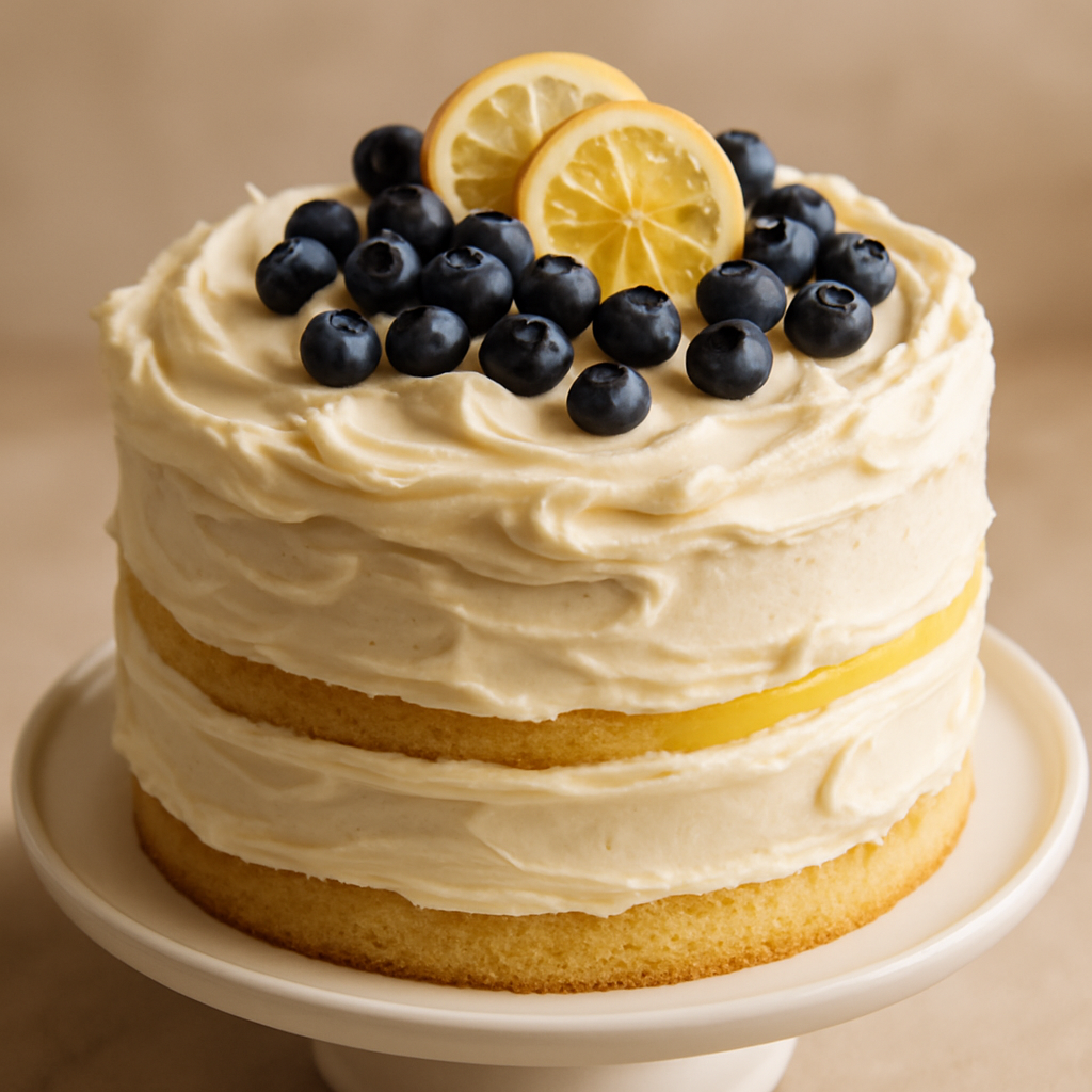 Lemon Blueberry Layer Cake with Mascarpone Frosting