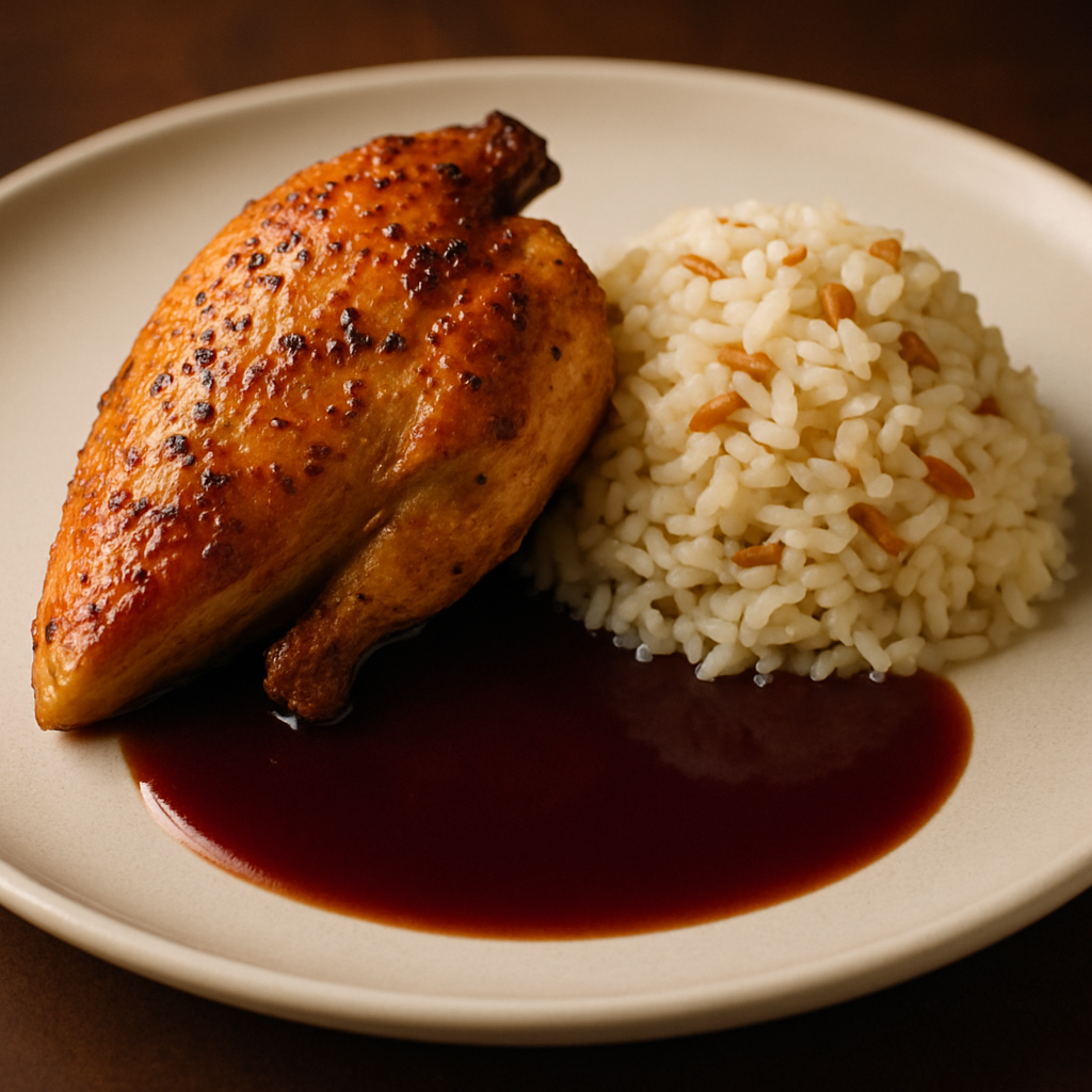 Herb-Crusted Roasted Chicken with Burgundy Wine Sauce